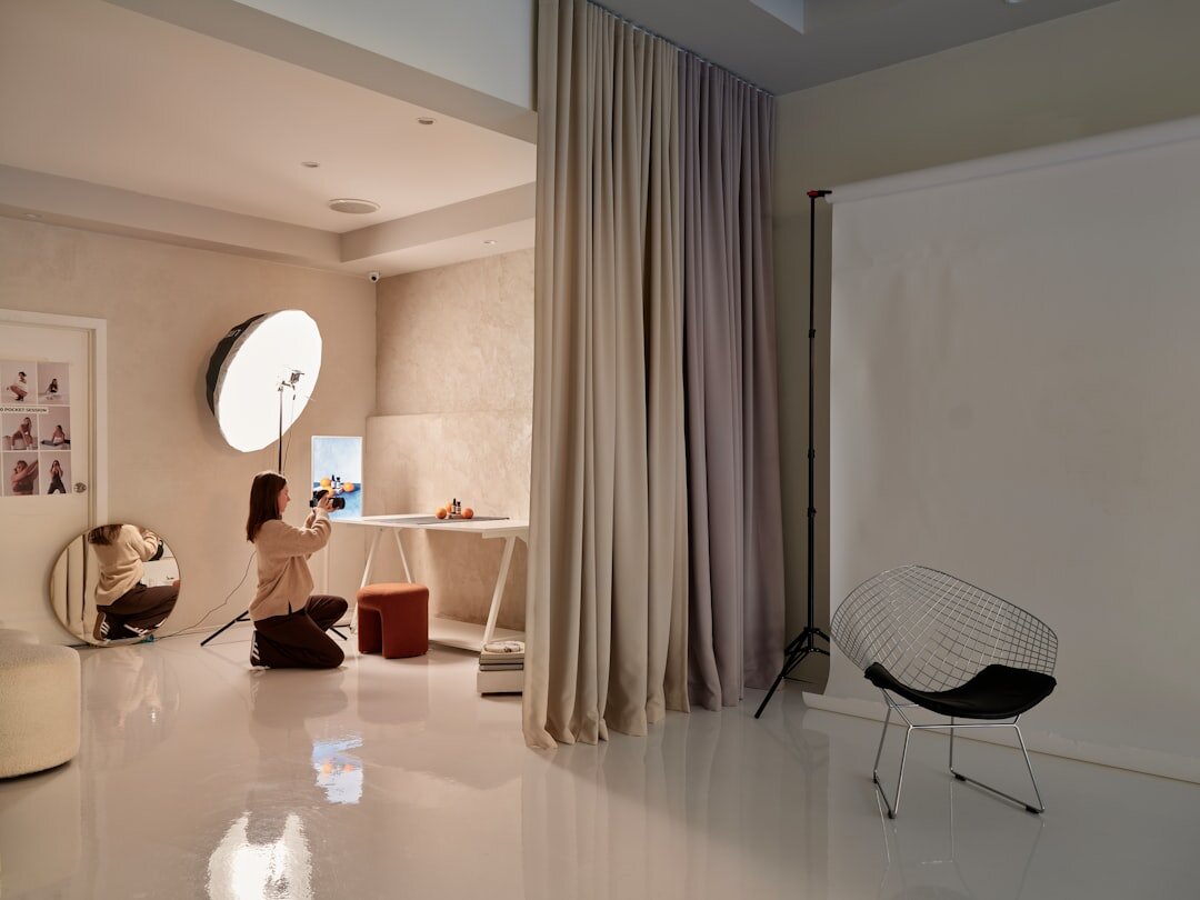 Small photography studio and editorial office interior